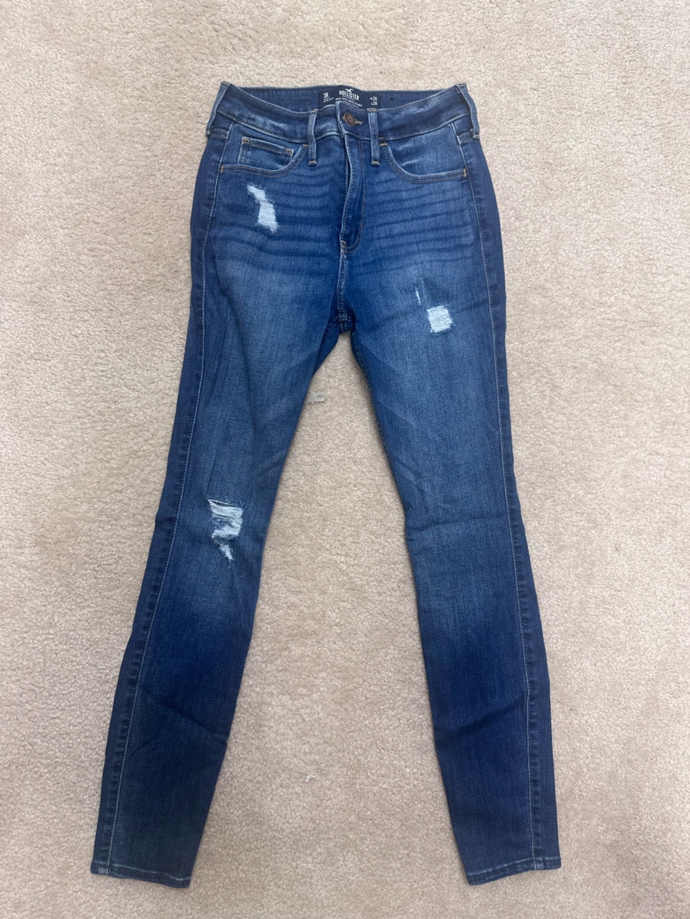 Hollister Dark Blue Skinny Jeans with Distressed Details